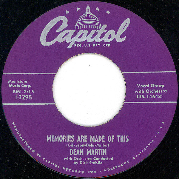 Dean Martin : Memories Are Made Of This (7", Single, Scr)