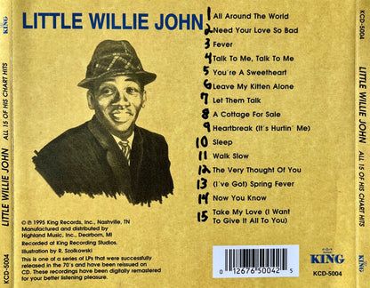 Little Willie John : All 15 Of His Chart Hits (1953-1962) (CD, Comp, RE, RM)
