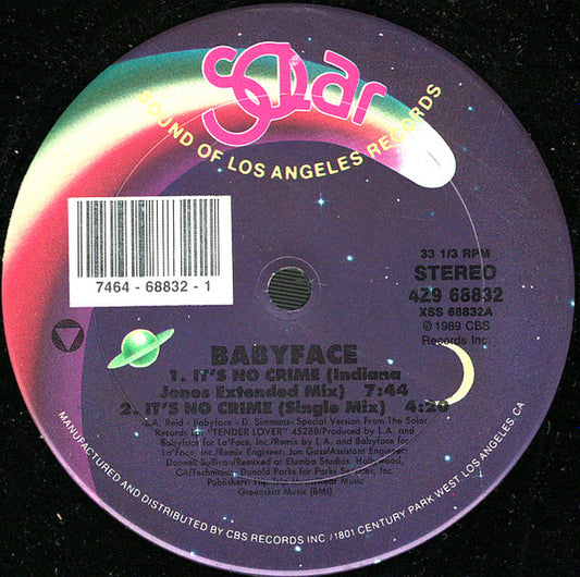 Babyface : It's No Crime (12", Single)