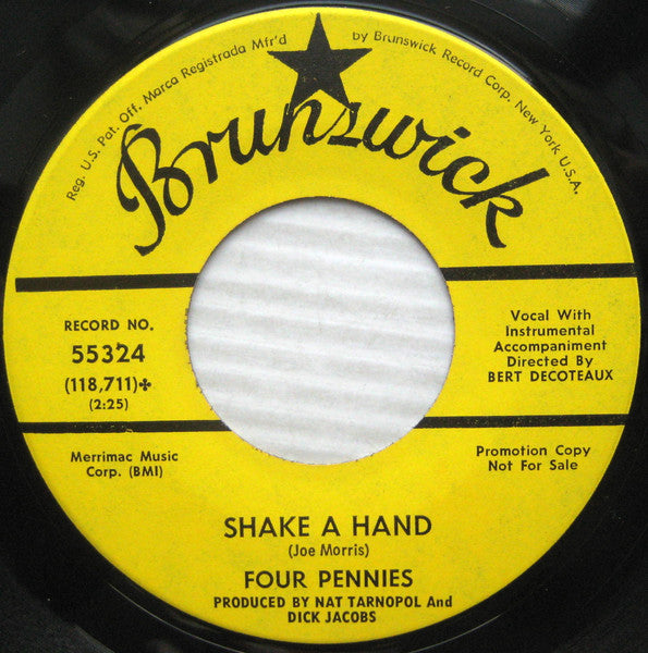The Four Pennies (2) : Shake A Hand / 'Tis The Season (7", Single, Promo)