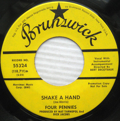 The Four Pennies (2) : Shake A Hand / 'Tis The Season (7", Single, Promo)