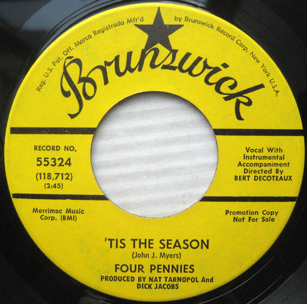 The Four Pennies (2) : Shake A Hand / 'Tis The Season (7", Single, Promo)