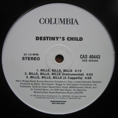 Destiny's Child : Bills, Bills, Bills (12", Promo)
