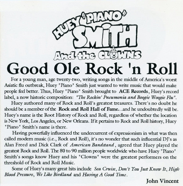 Huey "Piano" Smith & His Clowns : Good Ole Rock 'N Roll (CD, Comp)