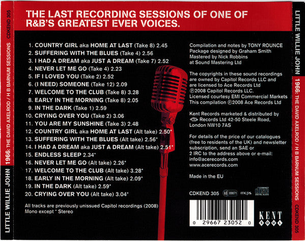 Little Willie John : Nineteen Sixty Six (The David Axelrod & HB Barnum Sessions) (CD, Mono, RM)
