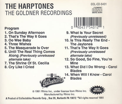 The Harptones : The Goldner Recordings (CD, Comp)