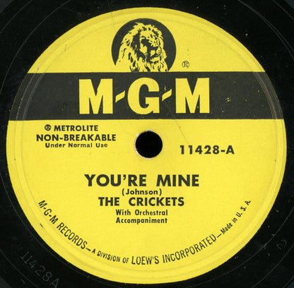 The Crickets (6) : You're Mine / Milk And Gin (10")