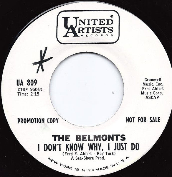 The Belmonts : Wintertime / I Don't Know Why, I Just Do (7", Promo)