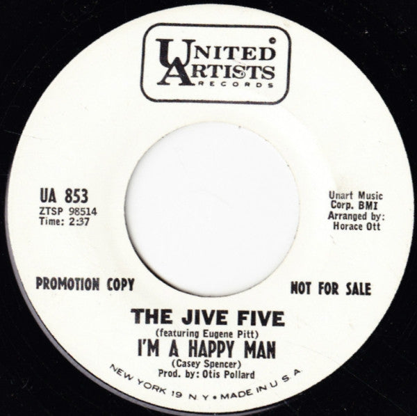 The Jive Five : I'm A Happy Man / Kiss, Kiss, Kiss (7", Mono, Promo)