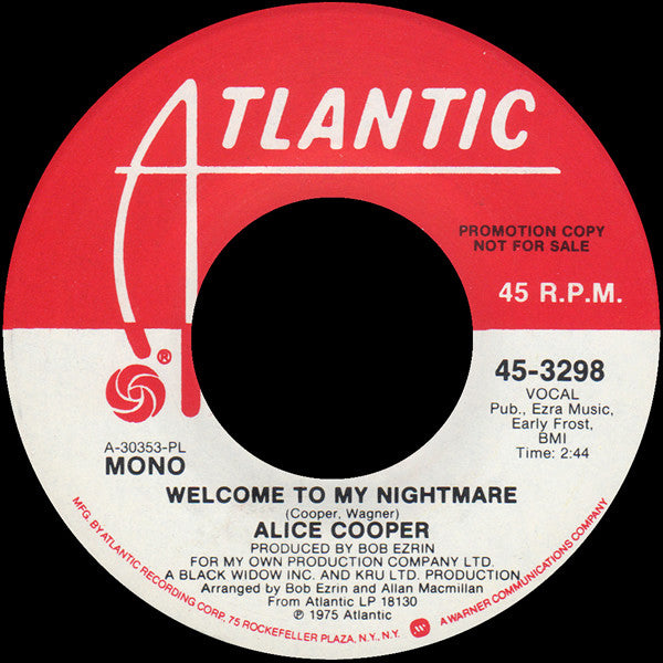 Alice Cooper (2) : Welcome To My Nightmare (7", Mono, Promo, PL )