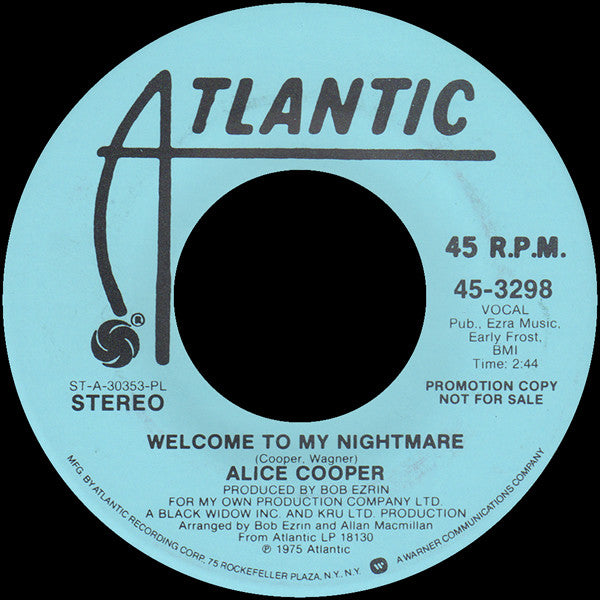 Alice Cooper (2) : Welcome To My Nightmare (7", Mono, Promo, PL )