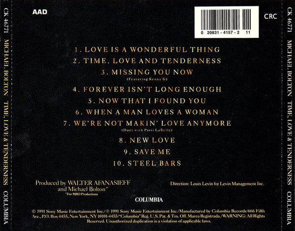 Michael Bolton : Time, Love & Tenderness (CD, Album, Club)