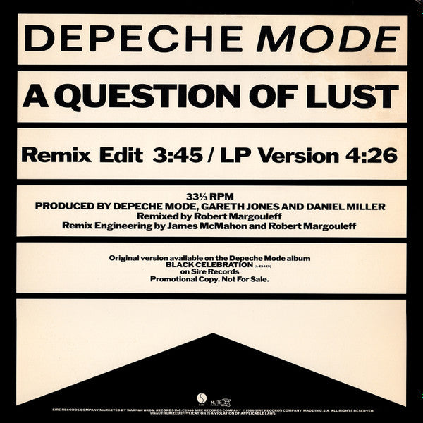 Depeche Mode : A Question Of Lust (12", Single, Promo)