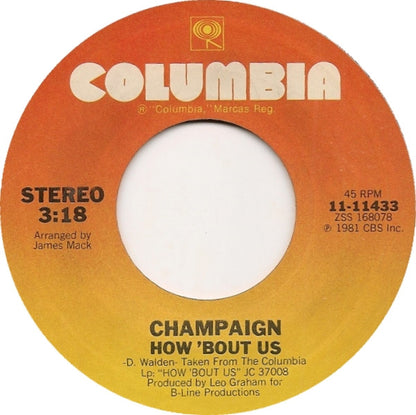 Champaign : How 'Bout Us (7", Single, Styrene, Ter)