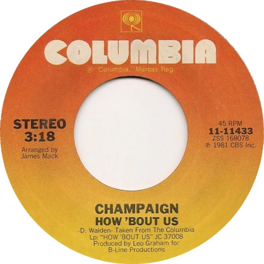 Champaign : How 'Bout Us (7", Single, Styrene, Ter)