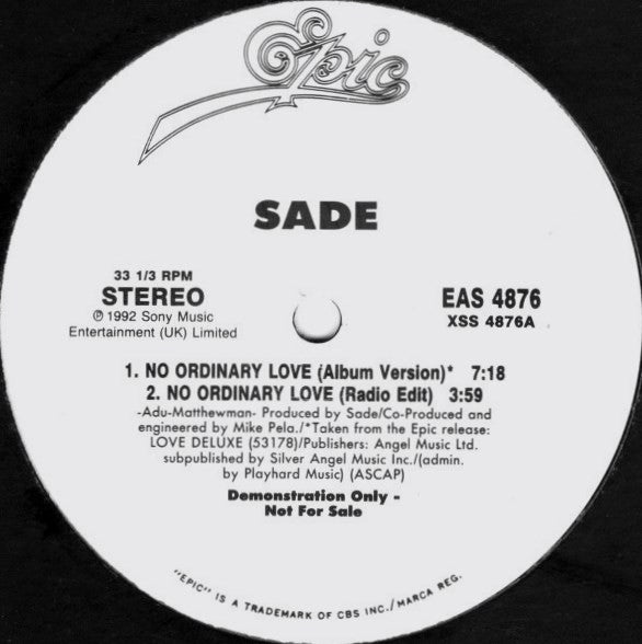 Sade : No Ordinary Love (12", Promo)