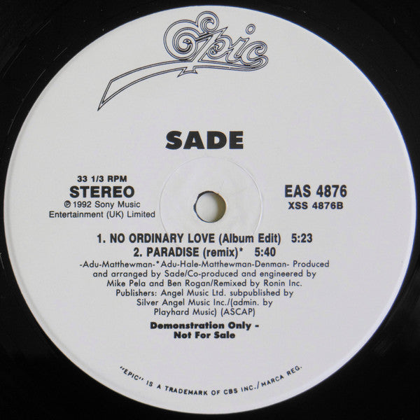 Sade : No Ordinary Love (12", Promo)