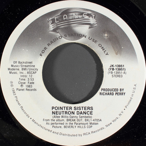 Pointer Sisters : Neutron Dance (7", Single, Promo)