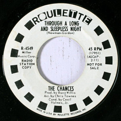 The Chances (4) : Through A Long And Sleepless Night (7", Promo, Styrene)