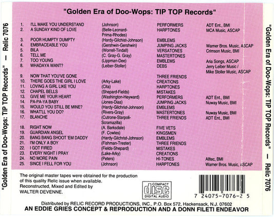Various : The Golden Era Of Doowops: The Groups Of Tip Top Records (CD, Comp)
