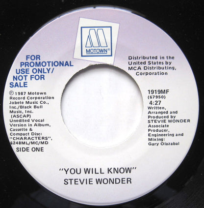 Stevie Wonder : You Will Know (7", Promo)