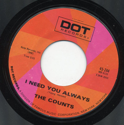The Counts (14) : Darling Dear / I Need You Always (7", Single, Styrene)
