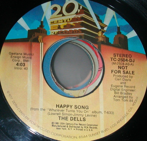 The Dells : Happy Song (7", Single, Mono, Promo, Styrene)