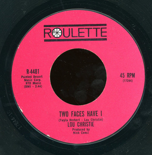 Lou Christie : Two Faces Have I / All That Glitters Isn't Gold (7", Single, Styrene, Ter)