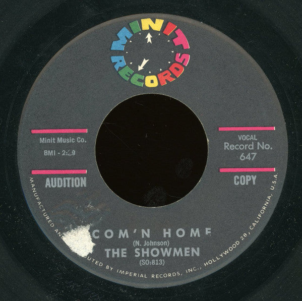 The Showmen : Com'n Home / I Love You Can't You See (7", Promo)