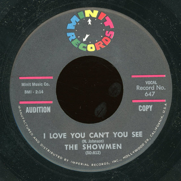 The Showmen : Com'n Home / I Love You Can't You See (7", Promo)