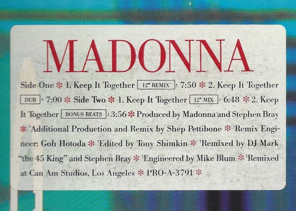 Madonna : Keep It Together (12", Promo)