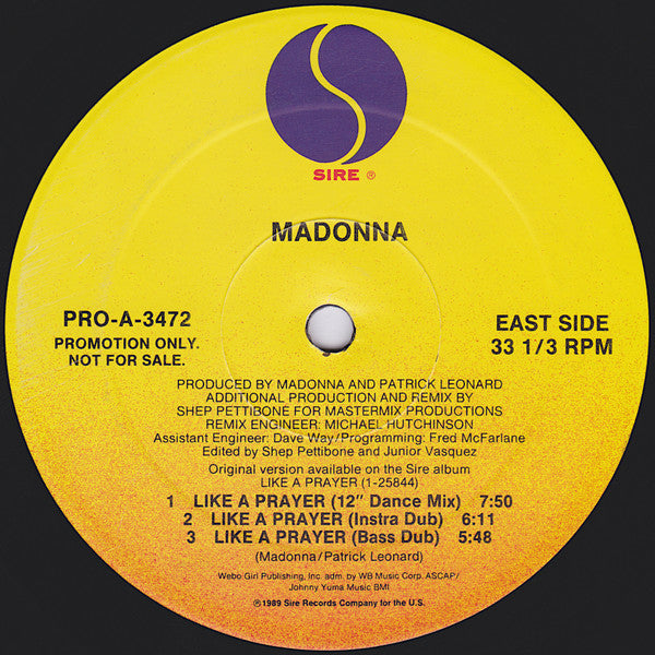 Madonna : Like A Prayer (12", Single, Promo)