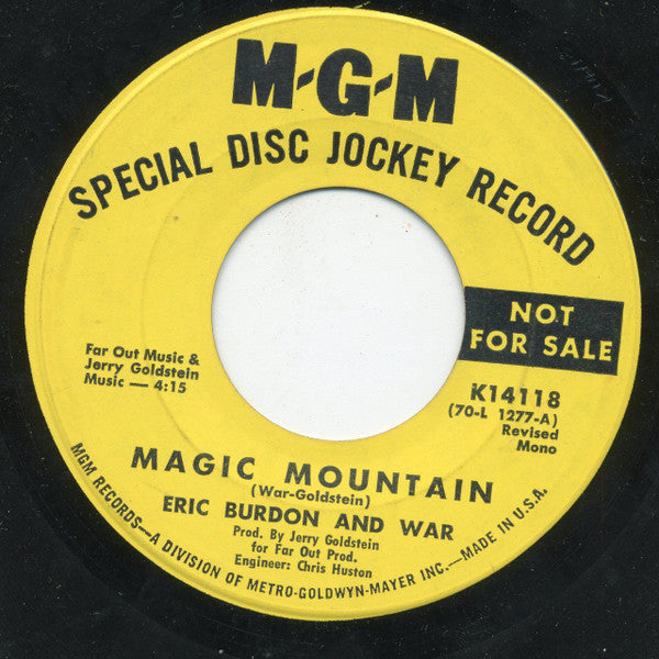 Eric Burdon & War : Spill The Wine (7", Single, Mono, Promo)