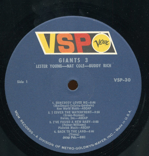 Lester Young - Nat King Cole - Buddy Rich : Giants 3 (LP, Album, Mono, RE)