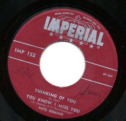 Fats Domino : Where Did You Stay/Baby Please/Thinking Of You/You Know I Miss You (7", EP)