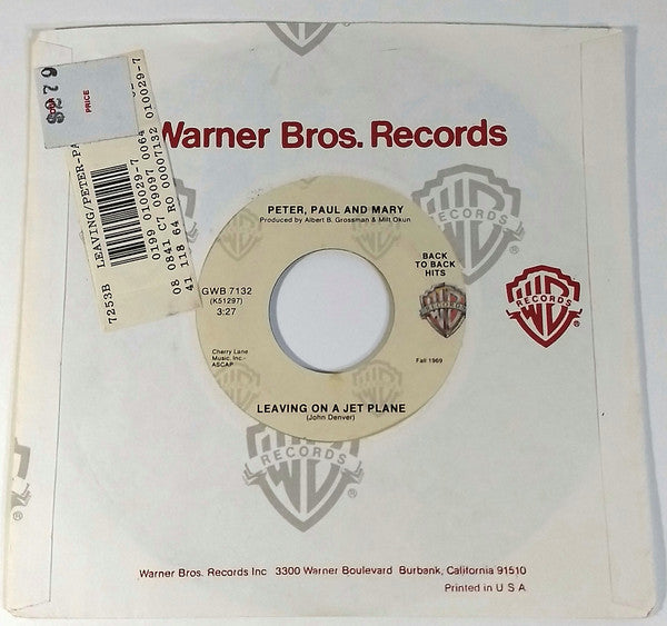 Peter, Paul & Mary : Day Is Done / Leaving On A Jet Plane (7", Single)