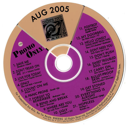 Various : Promo Only Modern Rock Radio: August 2005 (CD, Comp, Promo)