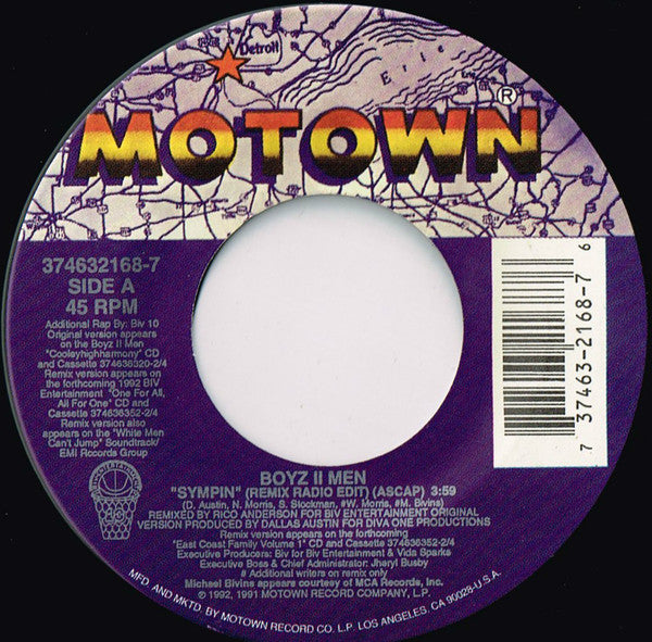 Boyz II Men : Sympin / It's So Hard To Say Goodbye To Yesterday (7", Single)