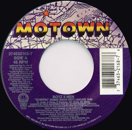 Boyz II Men : Sympin / It's So Hard To Say Goodbye To Yesterday (7", Single)