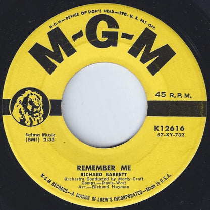 Richard Barrett (5) : Remember Me (7", Single)