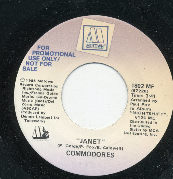 Commodores : Janet (7", Single, Promo)