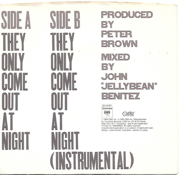 Peter Brown (2) : They Only Come Out At Night (7", Styrene)