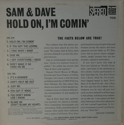 Sam & Dave : Hold On, I'm Comin' (LP, Album, Ind)