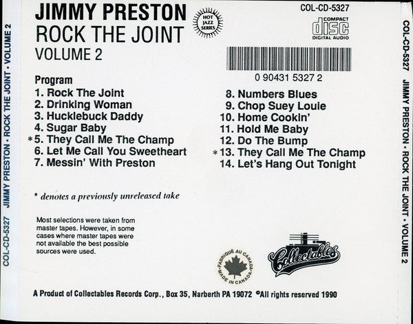 Jimmy Preston : Volume 2 - Rock The Joint (CD, Comp)