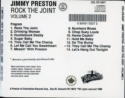 Jimmy Preston : Volume 2 - Rock The Joint (CD, Comp)