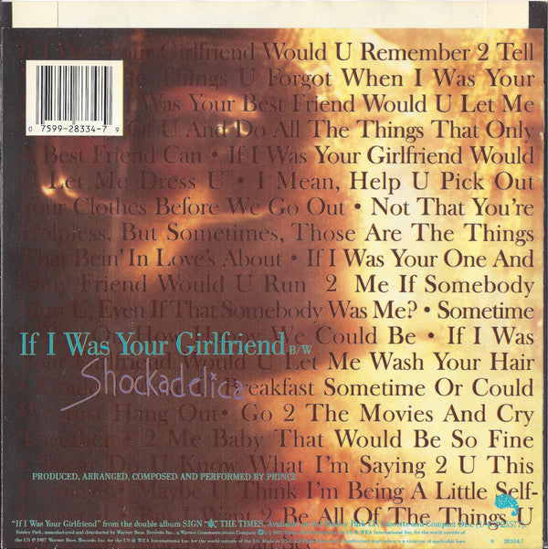 Prince : If I Was Your Girlfriend (7", Single, Spe)