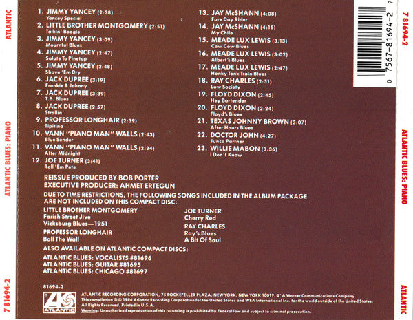 Various : Atlantic Blues: Piano (CD, Album, Comp)