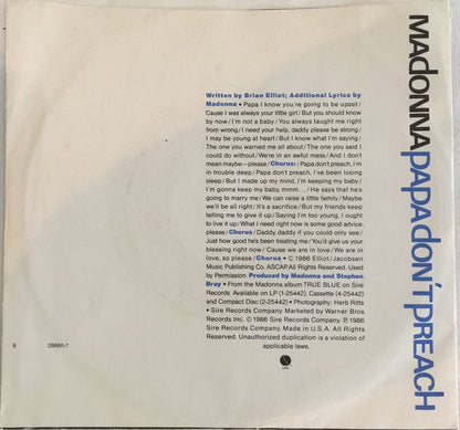 Madonna : Papa Don't Preach (7", Single, Spe)
