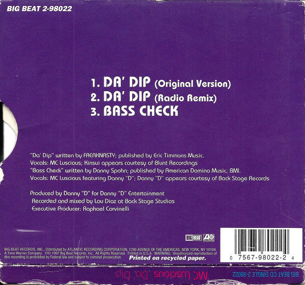 MC Luscious : Da' Dip (CD, Single, Sli)