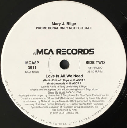 Mary J. Blige : Love Is All We Need (12", Promo)
